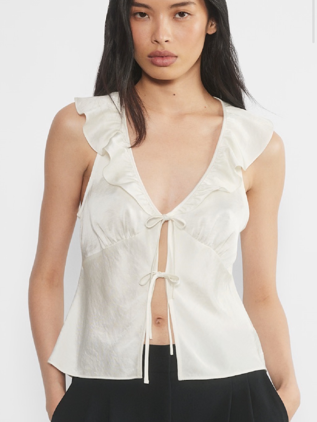 Wilfred Cream Tie-Front Satin Tank